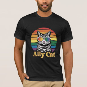 T-shirt Ally Cat LGBT Rainbow Flag LGBTQ Cadeau