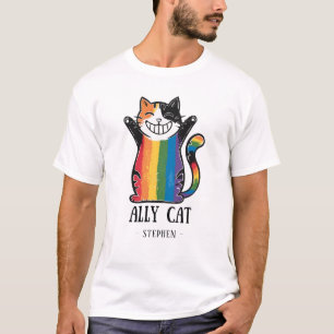 T-shirt Ally Cat - Rainbow Cat LGBTQ Pride (2)