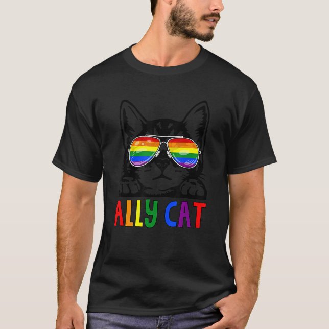 T-shirt Ally Chat Lgbt Gay Rainbow Pride Drapeau Garçons H (Devant)