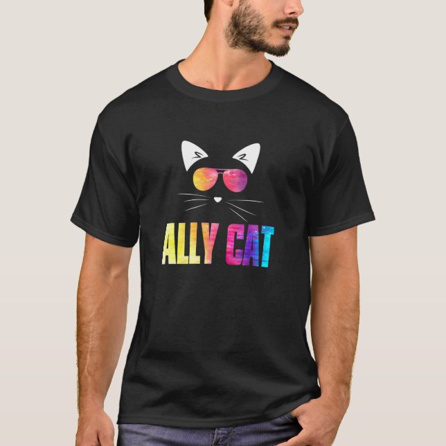 T-shirt Ally Chat Rainbow Lunettes de soleil Gay pride Kit (Devant)