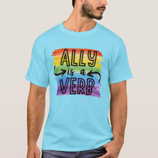 T-shirt Ally est Verbe Aquarelle Rainbow LGBTQ Pride