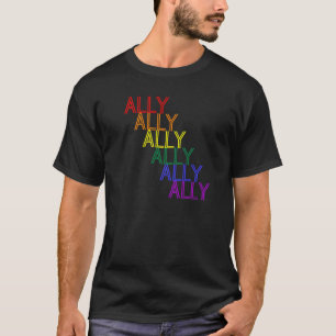 T-shirt Ally Pour Lgbtqia+ Alliés Rainbow Queer Typography