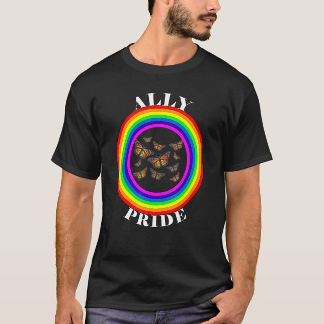 T-shirt Ally Pride LGBTQ Égalité Rainbow Lesbian Gay Tran (Devant)