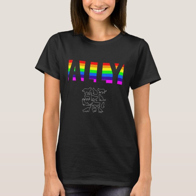 T-shirt Ally Pride LGBTQ Égalité Rainbow Lesbian Gay Tran (Devant)