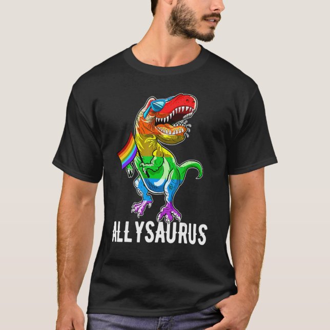T-shirt Allysaurus Lgbt Dinosaur Rainbow Pride Drapeau Gay (Devant)