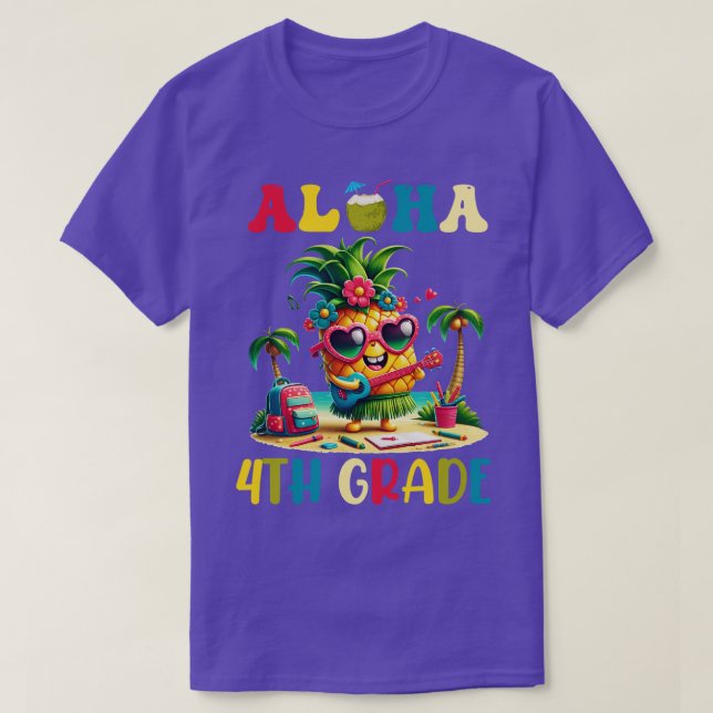 T-shirt Aloha 4e année Ananas Hawaii Retour à l'école Te (Design devant)