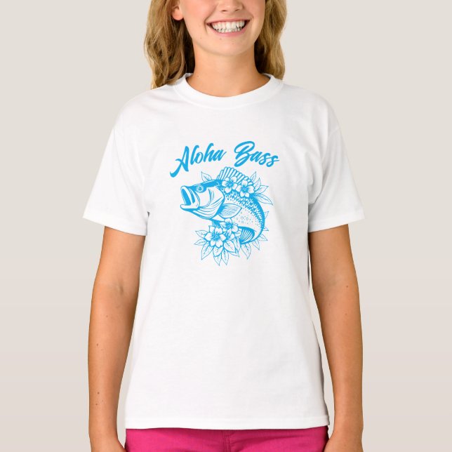 T-shirt Aloha Bass-Fisherman Style bleu (Devant)