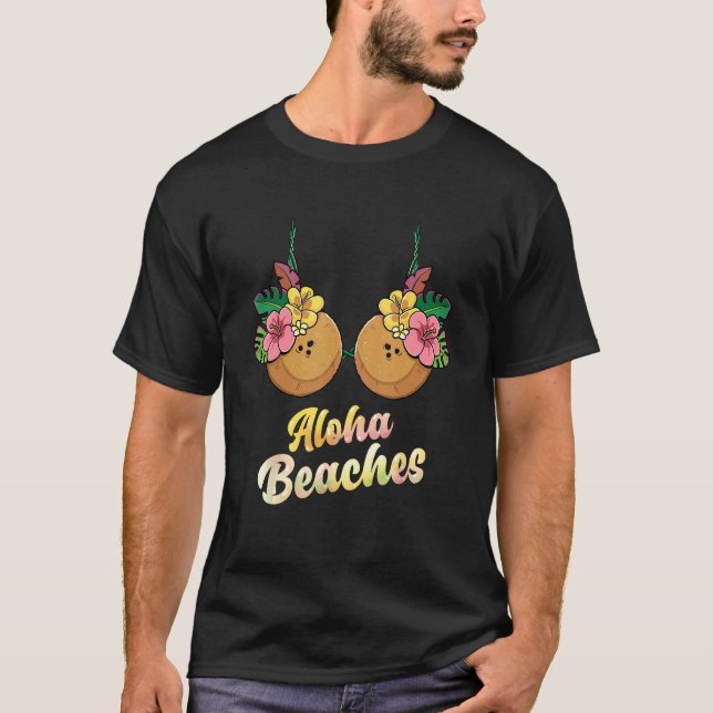 T-shirt Aloha Beaches  Summer Coconut & Flower Bra Women (Devant)