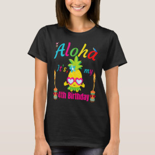 T-shirt Aloha C'est mon 4e anniversaire Hawaii 4 ans fille