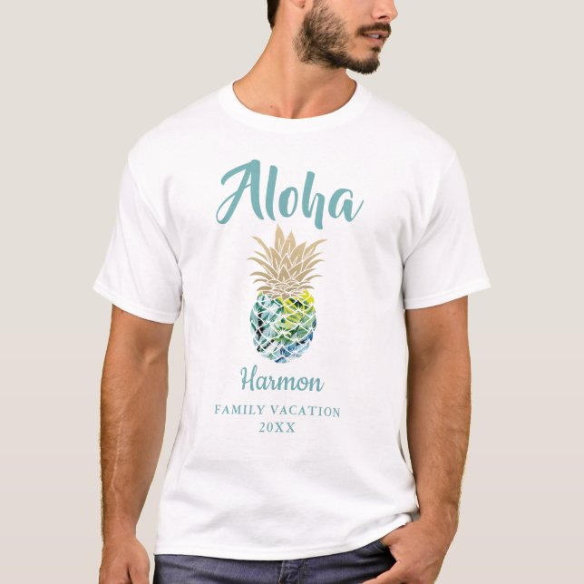 T-shirt Aloha coutume tropicale de vacances de famille (Devant)