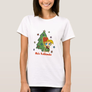 T-shirt Aloha fille de danse polynésienne blonde de Noël