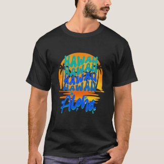 T-shirt Aloha Hawaii Design rétro avec Arrière - plan couc