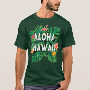 T-shirt Aloha Hawaii Hawaii Flamant rose d'État de l'île H