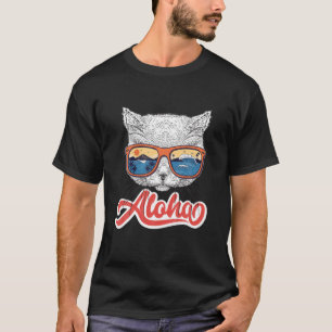T-shirt Aloha Hawaiian Chat Lunettes de soleil Drôle Cute