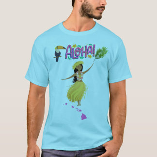 T-shirt Aloha Hula Dancer avec Tropical Toucan
