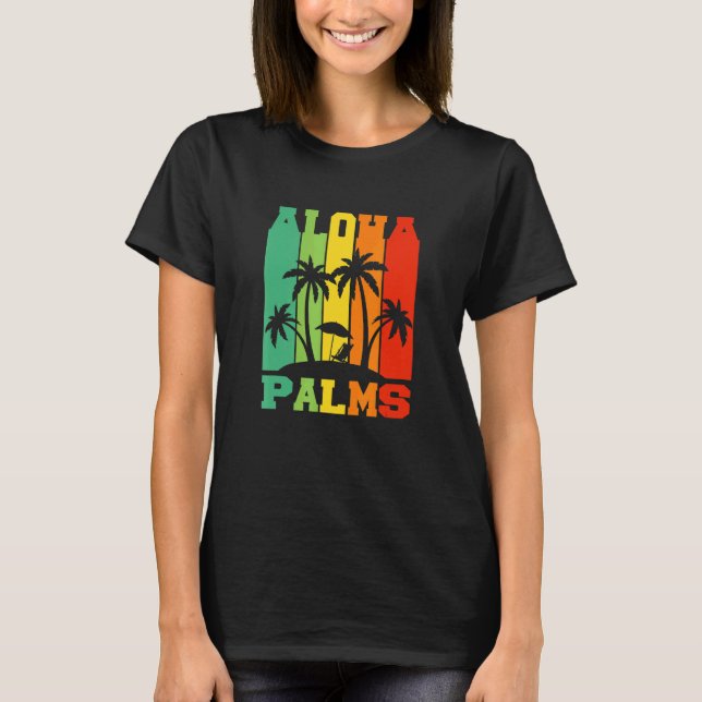 T-shirt Aloha Palms Hawaii Flower Necklace Tropical Island (Devant)