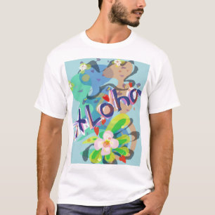 T-shirt Aloha partie hawaïenne T de fleur et de danseur d