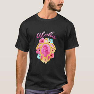 T-shirt Aloha rose coloré Hawaii vacances Tortue de mer