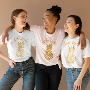 T-shirt Aloha Tribe Hawaiian Gold Pineappa Bridesmaid