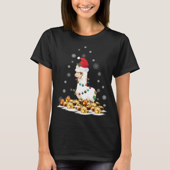 T-shirt Alpaca avec le chapeau de Noël Alpaca (Devant)