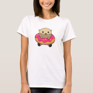 T-shirt Alpaca Crème de glace rose gaufre mignons Animaux