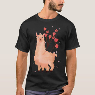 T-shirt Alpaca Japonaise Sakura Cherry Blossom Flower Vint