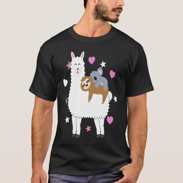 T-shirt Alpaca Lama Sloth Koala Women  Girls Sloth (Devant)