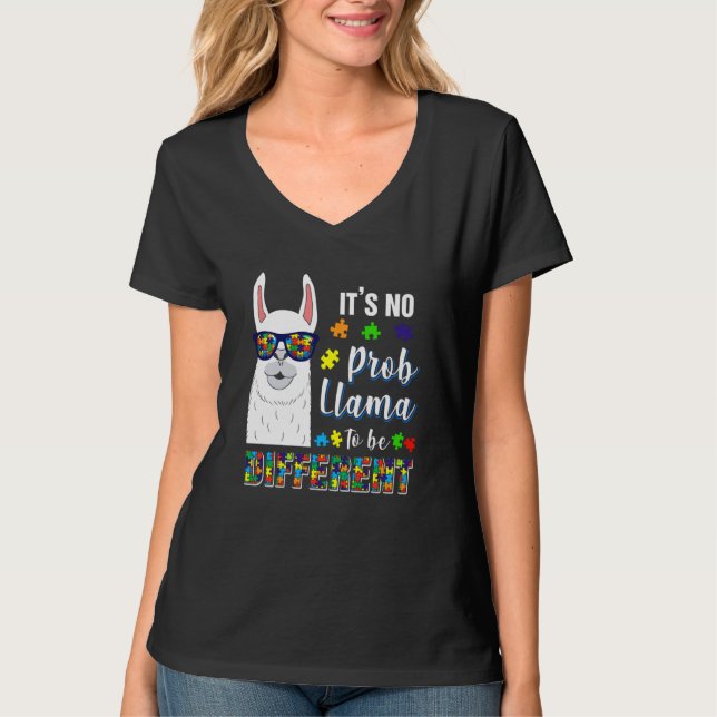 T-shirt alpaca llama animal autism awareness (Devant)