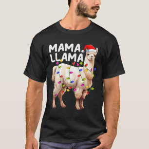 T-shirt Alpaca Llama Xmas Éclairage Santa Hat Mama Llama C