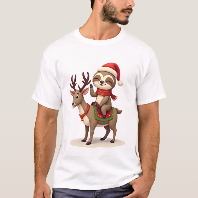 T-shirt Alpaca Sloth Christmas (Devant)