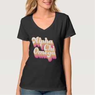 T-shirt Alpha Chi Omega Écriture Groovy