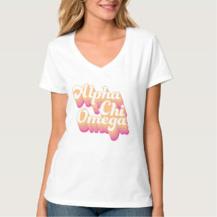 T-shirt Alpha Chi Omega Écriture Groovy
