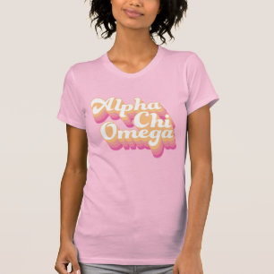 T-shirt Alpha Chi Omega Écriture Groovy