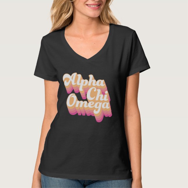 T-shirt Alpha Chi Omega| Script Super (Devant)