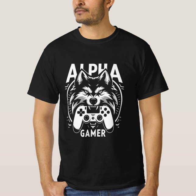 T-shirt Alpha Gamer Wolf Controller  (Devant)