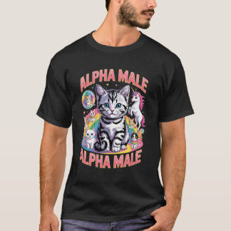 T-shirt Alpha Meow Mâle Top G Mignon Chat Chatons Licorne 
