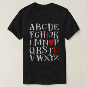 T-shirt Alphabet ABC Heart Love Valentines Jour Enseignant