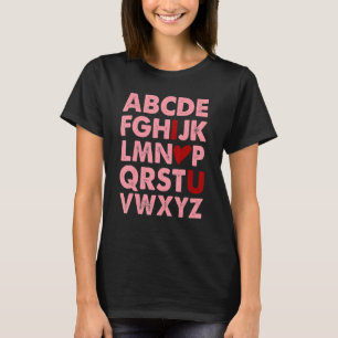 T-shirt Alphabet ABC I Love You Valentines Day Heart Funny