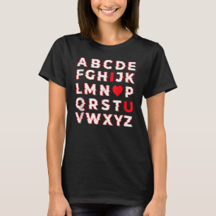 T-shirt Alphabet ABC Je t'aime   Saint-Valentin Amour