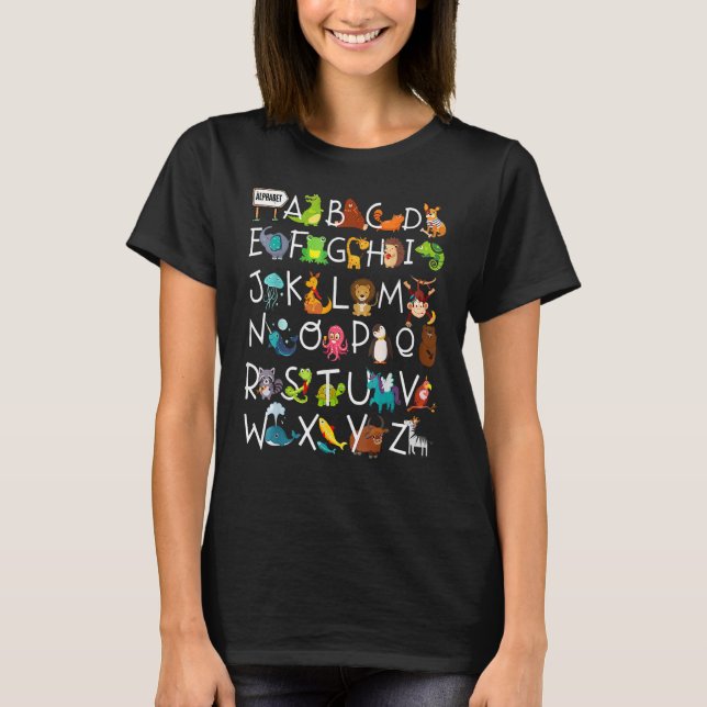T-shirt Alphabet Animal ABC Apprendre ABCs Rhyming Kinderg (Devant)