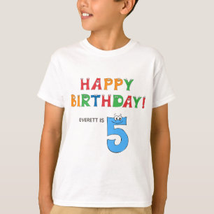 T-shirt Alphabet coloré 5e anniversaire avec nom Enfants