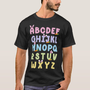 T-shirt Alphabet de Joyeuse fête de Pâques pour enseignant