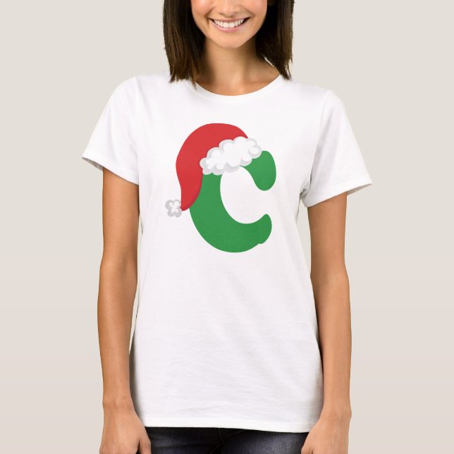 T-shirt Alphabet de la lettre C de Noël (Devant)