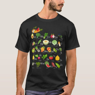 T-shirt Alphabet des légumes ABC Fruits Légumes Végétalien