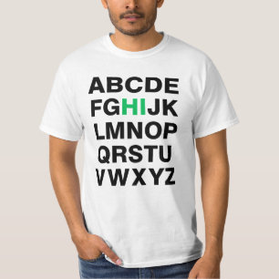 T-shirt Alphabet drôle "salut" graphique