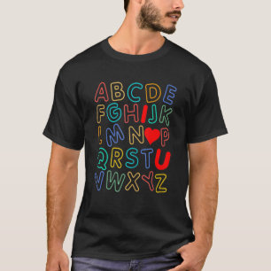 T-shirt Alphabet Je t'aime ABC Funny Saint-Valentin Enseig
