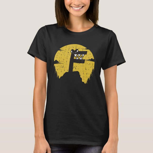 T-shirt Alphabet Lore f Lettre Garçons Retro Sunset Mounta (Devant)