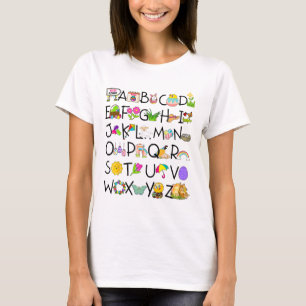 T-shirt Alphabet Mignon Drôle de Jour de Pâques Abc Alphab