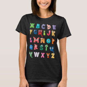 T-shirt Alphabet Monstre Mignon Abc Halloween Professeur