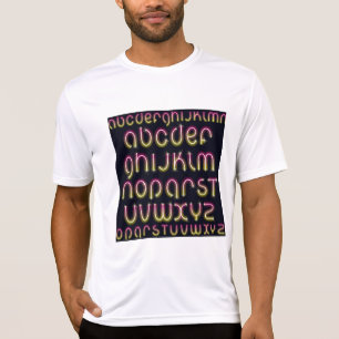 T-shirt Alphabet néon rose et jaune rétro des années 80